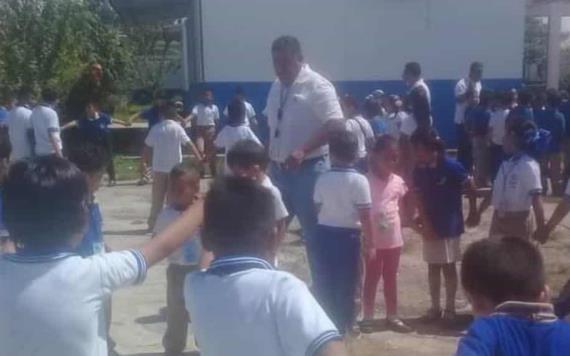 En Jonuta alumnos de escuela primaria participan en simulacro nacional 