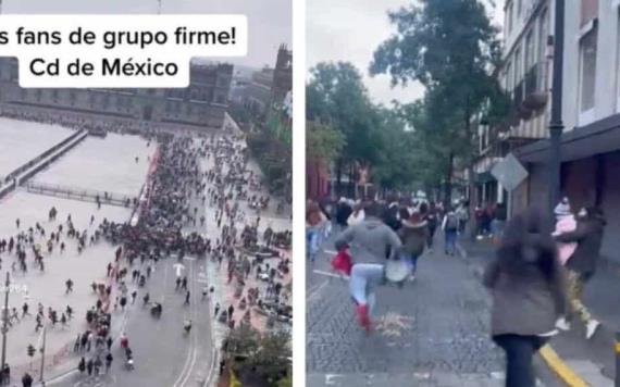 VIDEOS: Rompen cerco de seguridad en el Zócalo por concierto de Grupo Firme