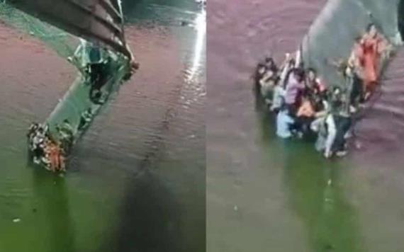 Puente colgante en India se derrumba y deja más de 100 muertos