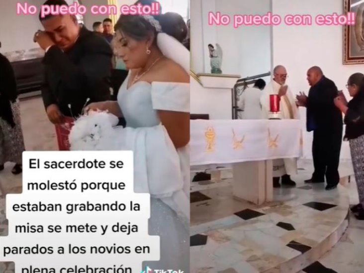 Sacerdote abandona a novios en plena misa porque estaban grabando Sacerdote abandona a novios en plena misa porque estaban grabando