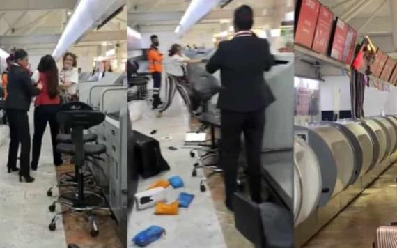 Mujer pierde el control y golpea a azafata en el aeropuerto de la CDMX