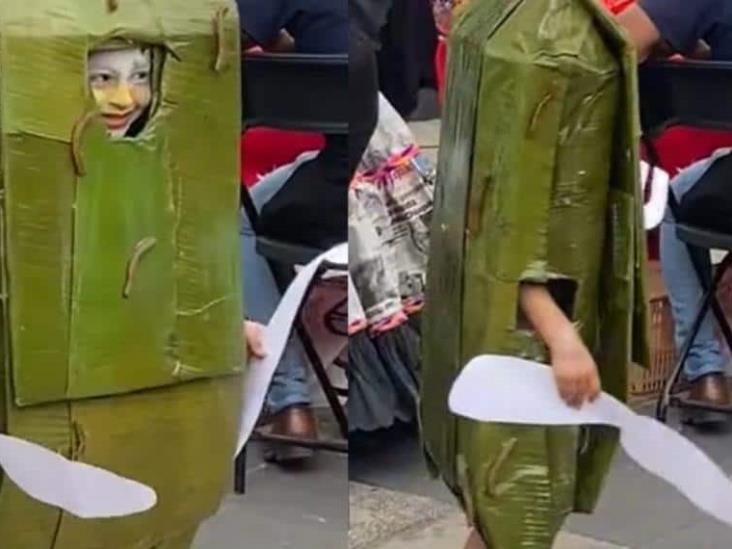 Niño se disfraza de tamal oaxaqueño y gana concurso de Halloween Niño se disfraza de tamal oaxaqueño y gana concurso de Halloween