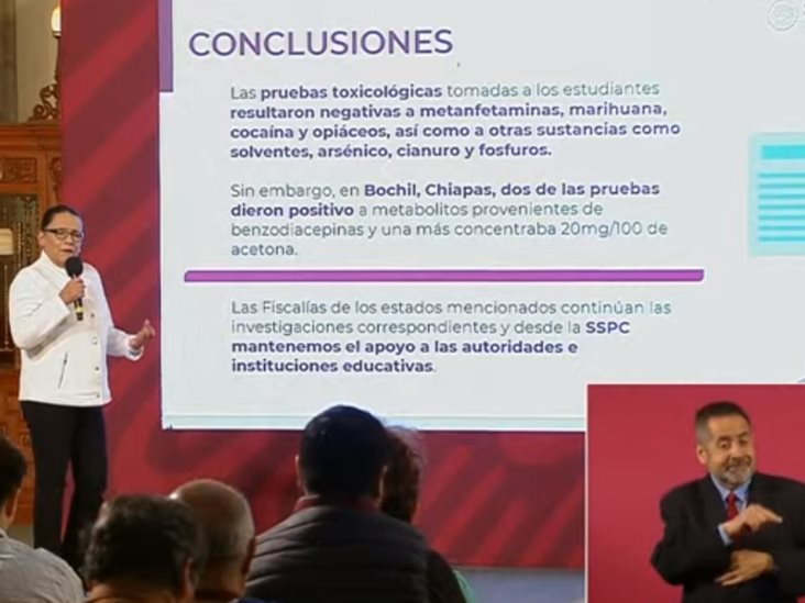 SSPC descarta consumo de drogas en 2 de los 3 estados donde hubo intoxicación de estudiantes SSPC descarta consumo de drogas en 2 de los 3 estados donde hubo intoxicación de estudiantes