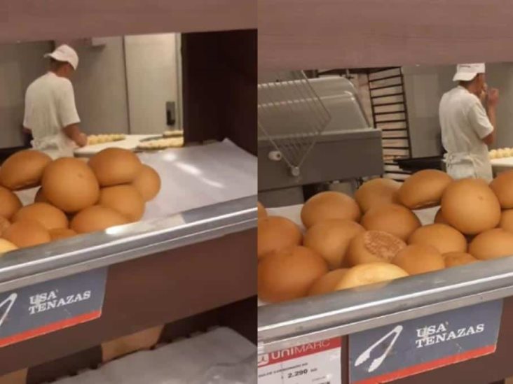En Chile captan a panadero lamiendo masa del pan antes de meterlo al horno En Chile captan a panadero lamiendo masa del pan antes de meterlo al horno
