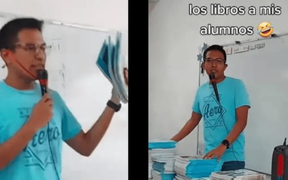 Video: Profesor entrega libros a alumnos con tono de vendedor de cobertores