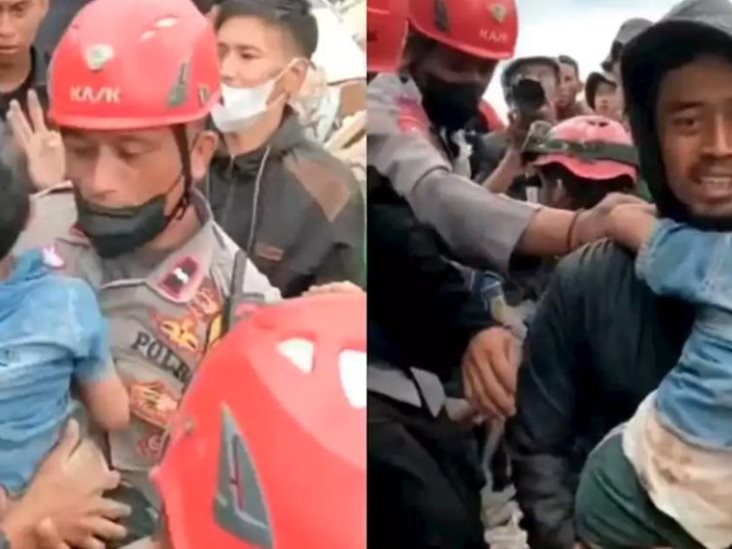 Rescatan con vida a niño que llevaba dos días bajo los escombros por el terremoto de Indonesia Rescatan con vida a niño que llevaba dos días bajo los escombros por el terremoto de Indonesia