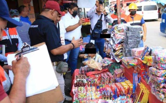 Protección Civil realiza operativo preventivo por la venta de pirotecnia en Villahermosa