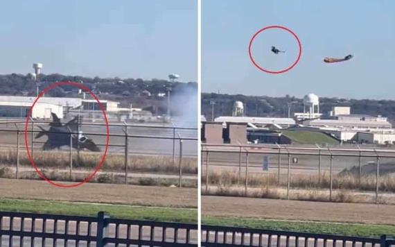 Piloto sale proyectado tras choque de avión militar en Texas