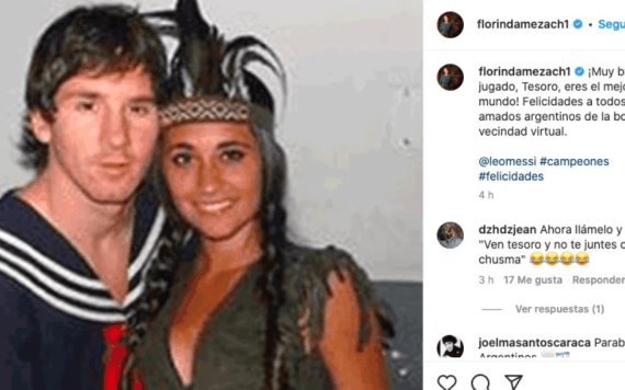 Florinda Meza celebra triunfo de Argentina con foto de Messi vestido como Quico