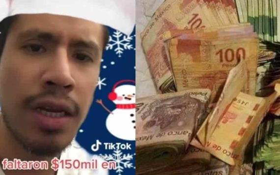 Video: Cajero realiza su corte de caja y le faltaron 150 mil pesos