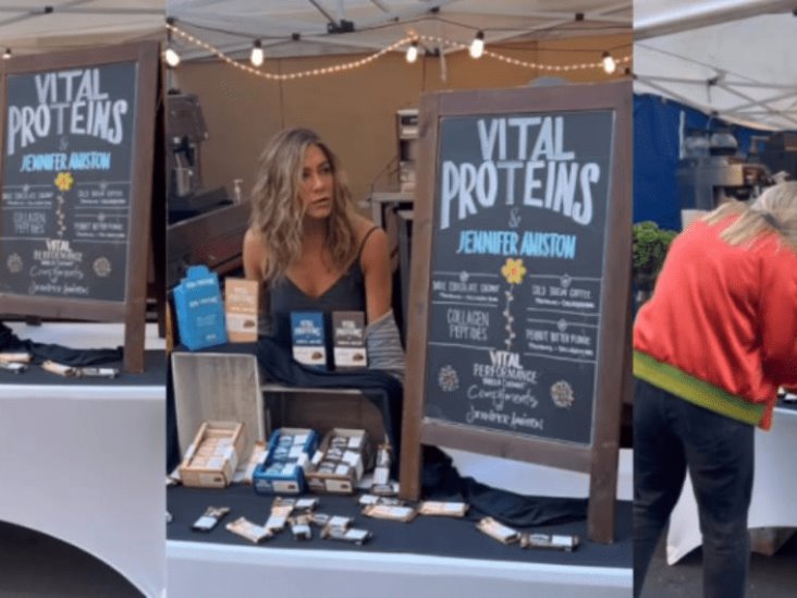 Jennifer Aniston sorprende al aparecer en un mercado vendiendo sus productos Jennifer Aniston sorprende al aparecer en un mercado vendiendo sus productos