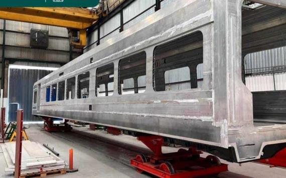 Avanza fabricación de trenes por manos mexicanas; terminada, caja principal del primer vagón del Tren Maya