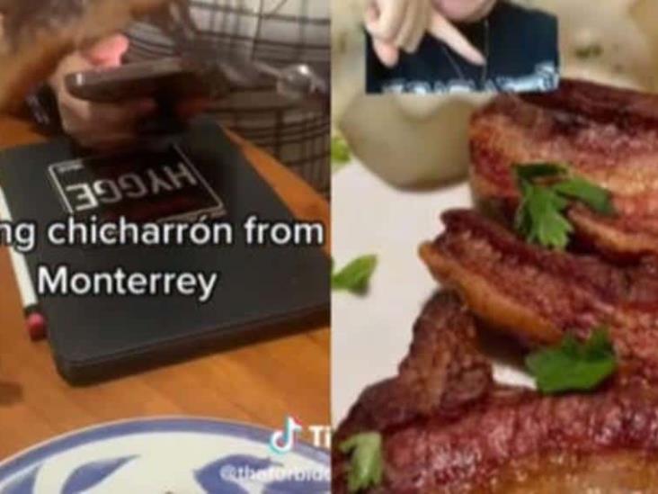 Joven Danesa, descubre que en Monterrey se come chicharrón; en su país en un platillo costoso Joven Danesa, descubre que en Monterrey se come chicharrón; en su país en un platillo costoso