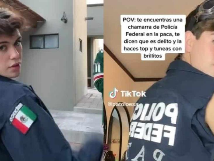 Video: Joven encuentra uniforme de la Policía Federal en la paca y lo modela Video: Joven encuentra uniforme de la Policía Federal en la paca y lo modela