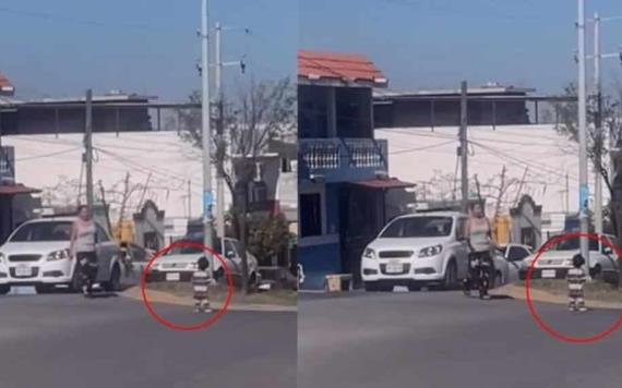 Graban a bebé deambulando en calle de Apodaca, mujer lo rescata