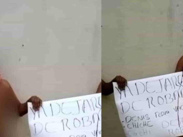 Exhiben desnudos a ladrones de vacas en Huimanguillo Exhiben desnudos a ladrones de vacas en Huimanguillo