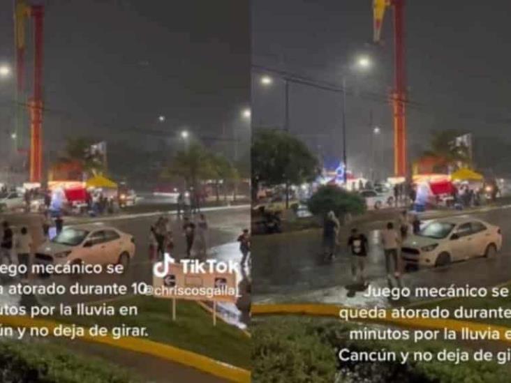Juego mecánico falla en Cancún y gira por 10 minutos con gente arriba Juego mecánico falla en Cancún y gira por 10 minutos con gente arriba