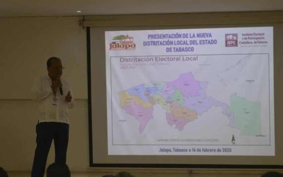 Presenta IEPC Tabasco geografía electoral distrital en Jalapa