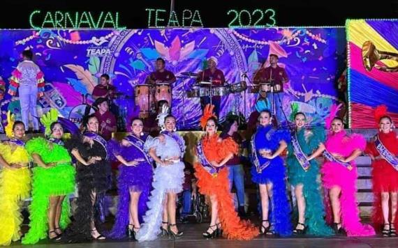 Imponen bandas a aspirantes a Reina del Carnaval Teapa 2023