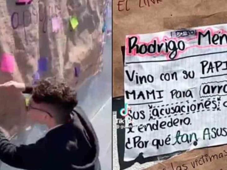 Exhiben a alumno por borrar su nombre de un tendedero del 8M en escuela de SLP Exhiben a alumno por borrar su nombre de un tendedero del 8M en escuela de SLP