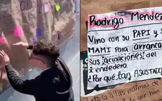 Video: Estudiante acude con sus papás a borrar su nombre en el tendedero de acosadores