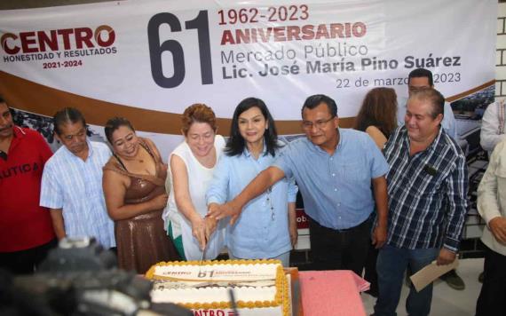 Celebra el Mercado Pino Suárez 61 aniversario; Alcaldesa de Centro, resalta importancia del centro de abasto