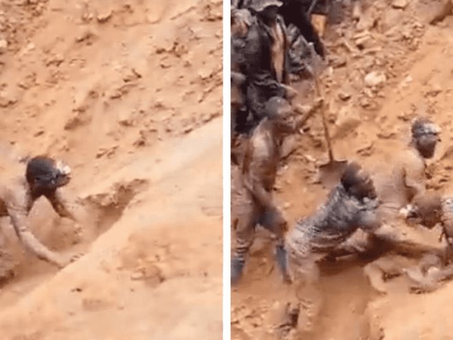Minero rescata a compañeros atrapados durante un derrumbe en el Congo Minero rescata a compañeros atrapados durante un derrumbe en el Congo