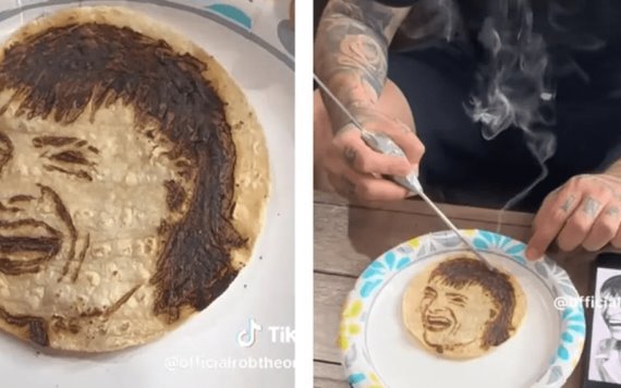 Artista plasma el rostro de Peso Pluma en una tortilla: ¿Quién quiere un taco?; video viral