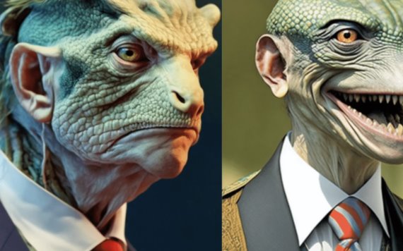Video: Inteligencia artificial dibuja a poderosos líderes reptilianos