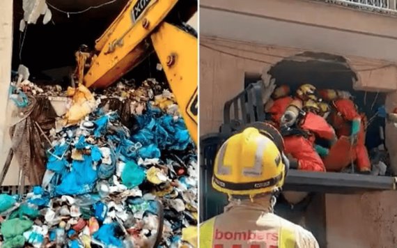 Entre pilas de basura rescatan a hombre de más de 250 kilos