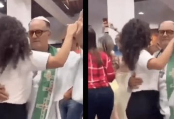 Sacerdote católico desata polémica por atrevido baile con una joven mujer | VIDEO