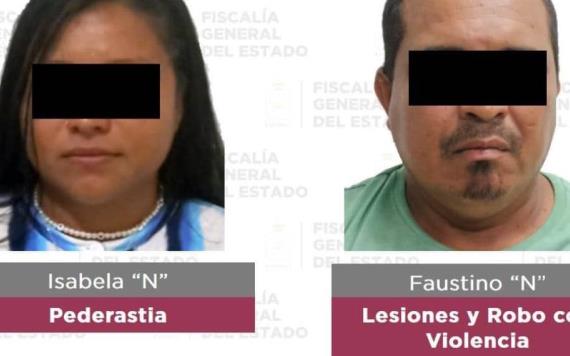 Detenidos por la FGE presuntos responsables de robo, pederastia, violencia e incumplimiento familiar