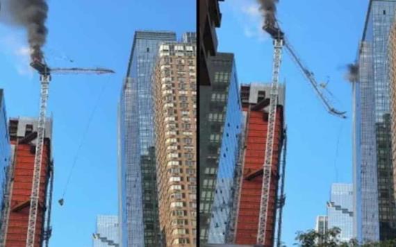 Grúa de construcción se incendia en Nueva York
