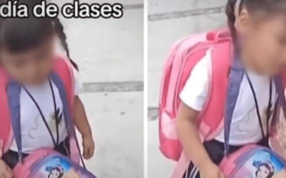 Niña se duerme caminando en su primer día de clases y se hace viral |VIDEO