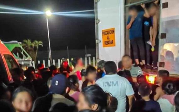 Encuentran a 350 Migrantes hacinados en un Tráiler en Veracruz