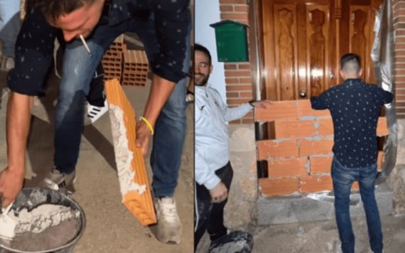 Video: Jóvenes cubren con ladrillos la puerta de su amiga para evitar que se case