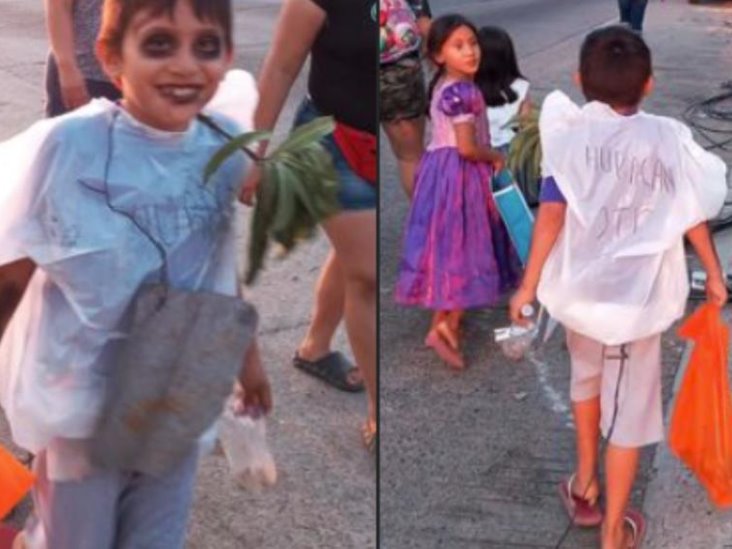 ¡La inocencia! Niño se disfraza del huracán Otis para pedir calaverita | CASO VIRAL ¡La inocencia! Niño se disfraza del huracán Otis para pedir calaverita | CASO VIRAL