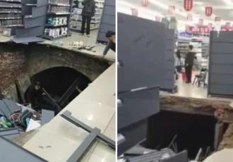 Video: Se abre gran socavón en supermercado de china