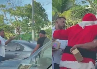 ¡Feliz navidad! Santa Claus detiene pelea de tránsito | VIDEO