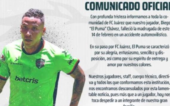 Muere Diego "El Puma" Chávez, Jugador del FC Juárez, en Accidente Automovilístico