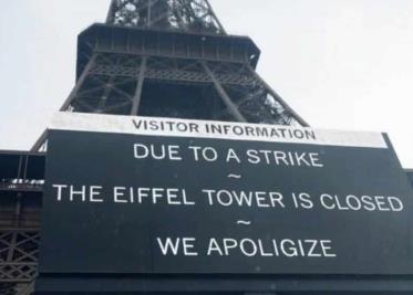 Huelga provoca cierre de Torre Eiffel en París
