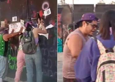 8M: Captan en video a dos hombres causando destrozos en medio de la marcha por el Día de la Mujer