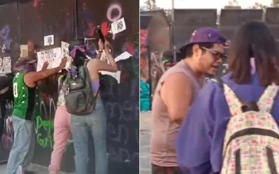 8M: Captan en video a dos hombres causando destrozos en medio de la marcha por el Día de la Mujer