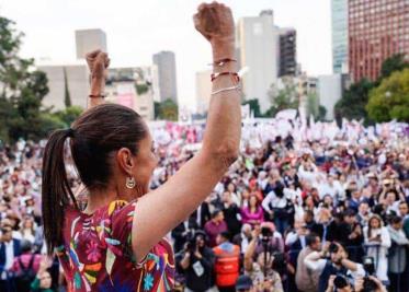 Claudia Sheinbaum devela su eje de gobierno "república soberana y enérgica" desde el Monumento a la Revolución el lunes 18 de marzo en la Ciudad de México..