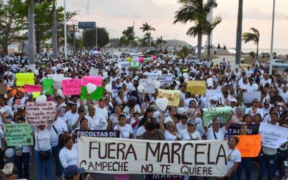 Marchan a favor de policías agredidos y contra inseguridad en Campeche