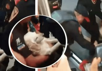 Policías sacan a hombre con perrito herido del Metro CDMX