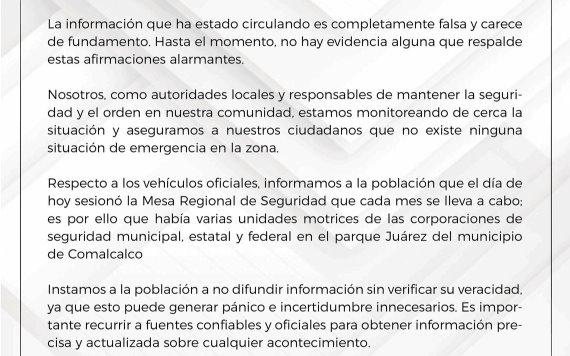 Ayuntamiento desmiente la supuesta toma del centro de la ciudad de Comalcalco
