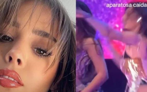 Danna Paola sufre caída en pleno concierto y se vuelve viral