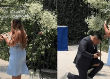 Hombre rompe sus pantalones durante pedida de matrimonio