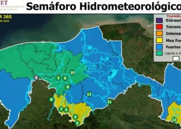 La influencia de bajas presiones, limitadas por aire relativamente seco, mantendrá un potencial de lluvias muy fuertes